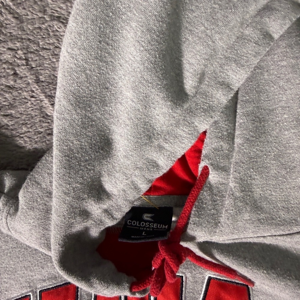 Colosseum Utah Utes Mens Hoodie Gray Red Pullover Sweatshirt Size Large NCAA - Picture 5 of 8